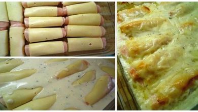 Photo of Hähnchenrouladen in Sahnesoße mit Schinken und Käse überbacken