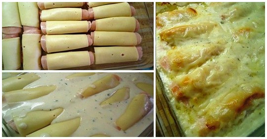 Photo of Hähnchenrouladen in Sahnesoße mit Schinken und Käse überbacken