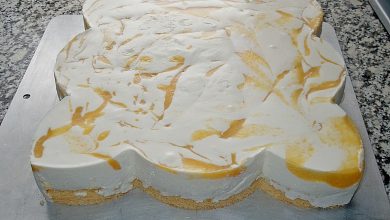 Photo of Kasesahnetorte-mit-pfirsichen