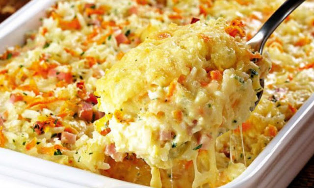 Photo of Gebackener Reis mit leckerer Schinken und Käse