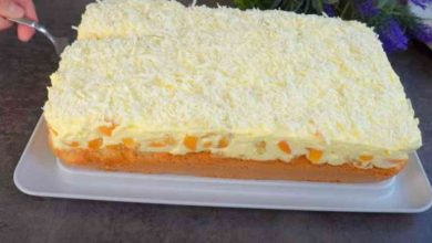 Photo of Fantakuchen mit Paradiescreme und 2 Dosen Mandarinen