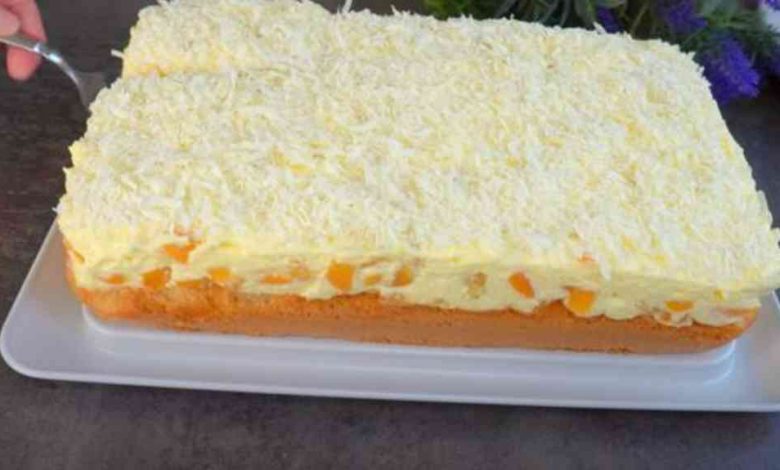 Photo of Fantakuchen mit Paradiescreme und 2 Dosen Mandarinen