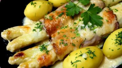 Photo of Überbackene Spargel-Schinken-Rollen Rezept