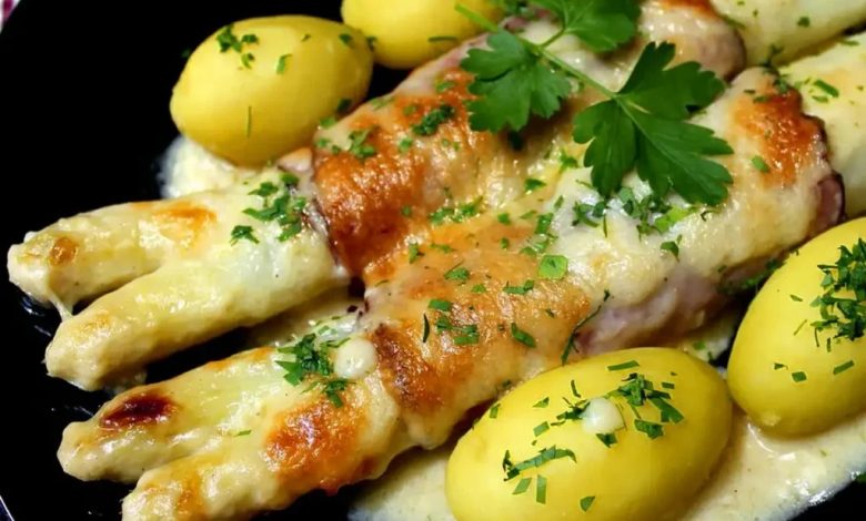 Photo of Überbackene Spargel-Schinken-Rollen Rezept